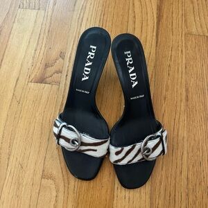 Vintage Prada zebra kitten heels
